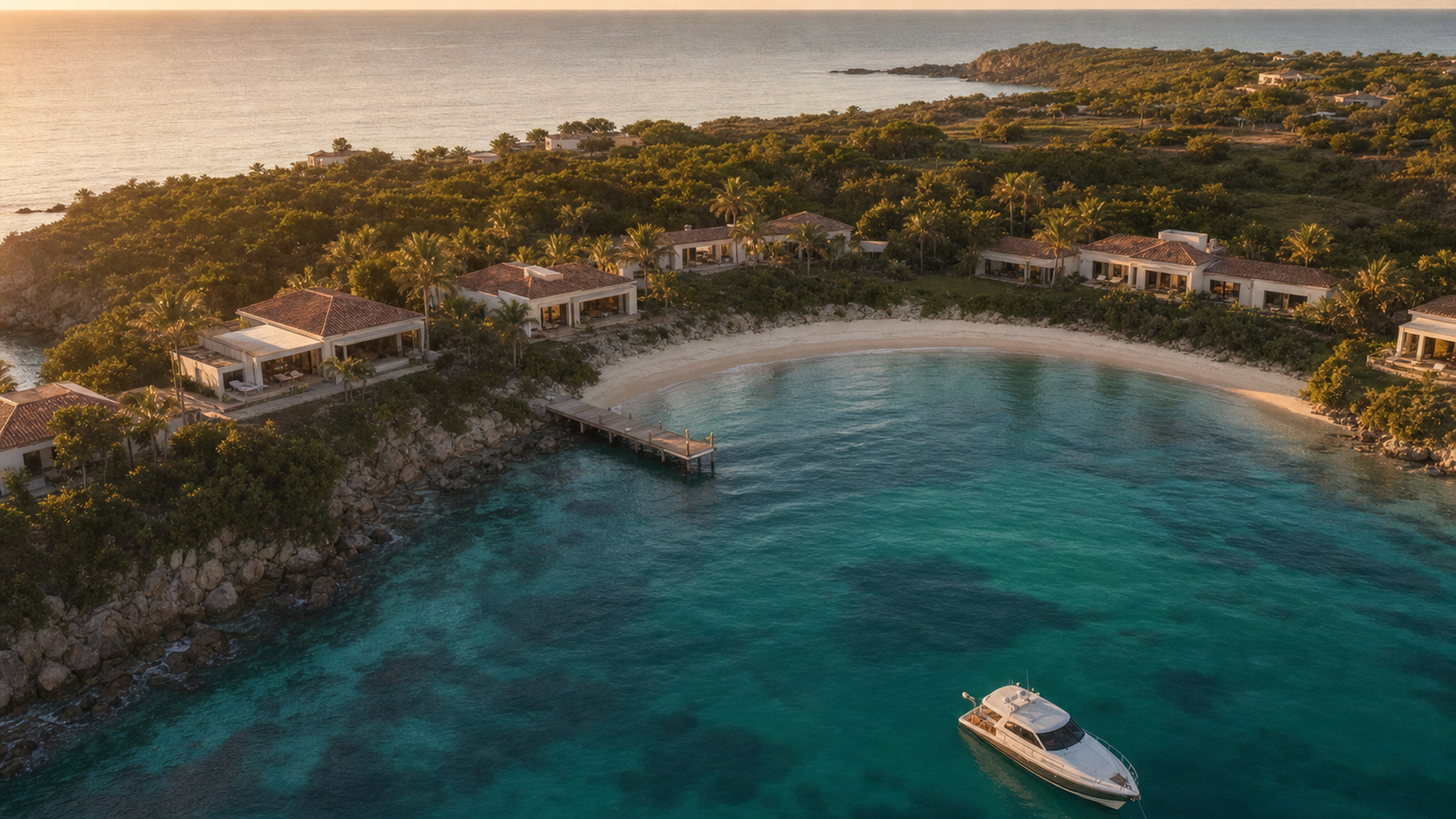 Aerial view of Willoughby Bay at golden hour